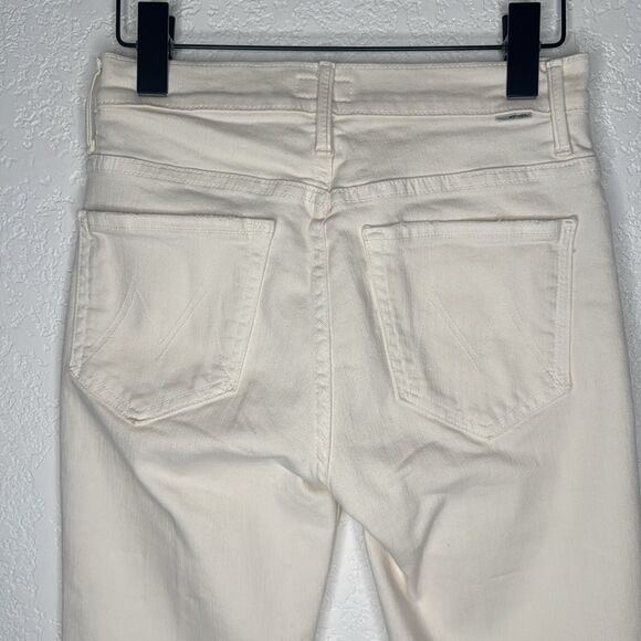 New MOTHER The Insider Crop Step Fray Jeans Cream Puff Size 26 - Picture 10 of 16